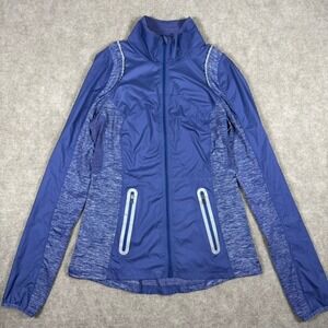 Lululemon Women Size 6 Blue Heathered Full Zip Featherweight Running Jacket